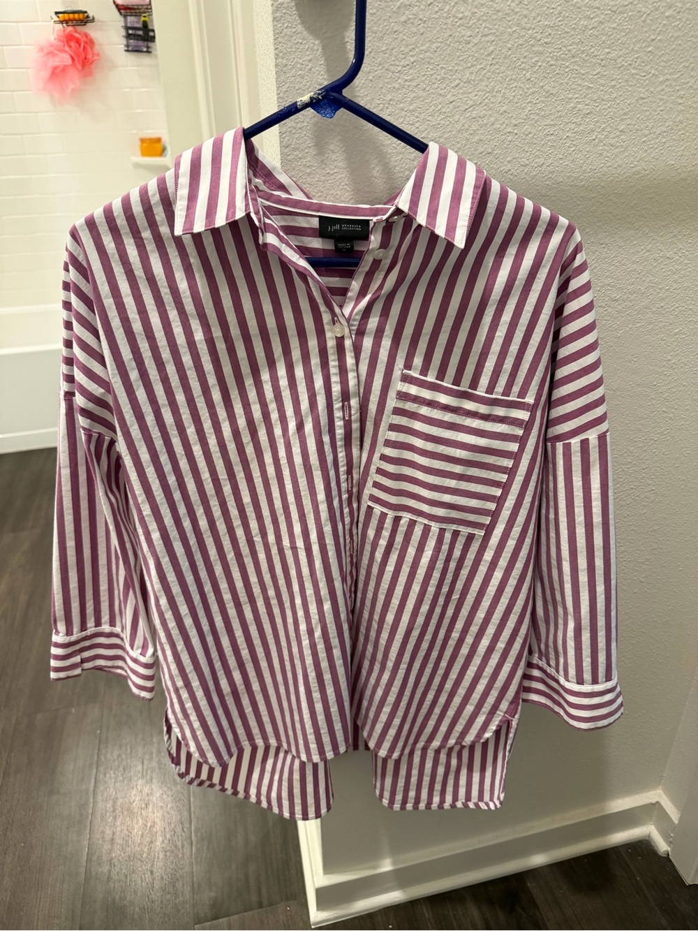 J. Jill Pink and White Striped Button-Front Shirt